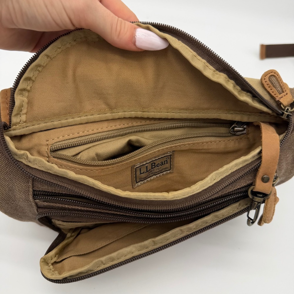 LL Bean Gorpcore Vintage Heavyweight Canvas Fanny Pack Waist Belt Bag Tan Brown - Picture 6 of 10